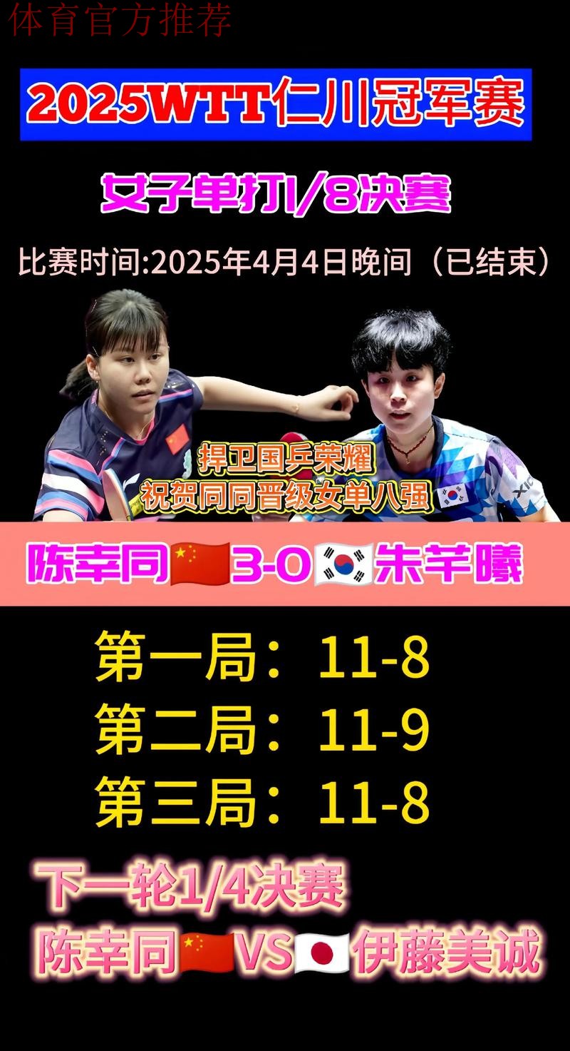 陈幸同和陈熠晋级女单八强